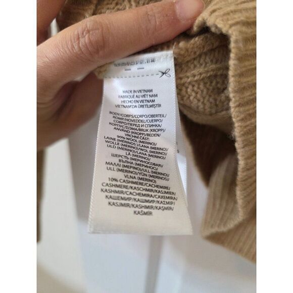 Polo ralph lauren Cable-Knit Wool-Cashmere V-Neck Sweater L  Camel Melange $198 - Picture 6 of 9